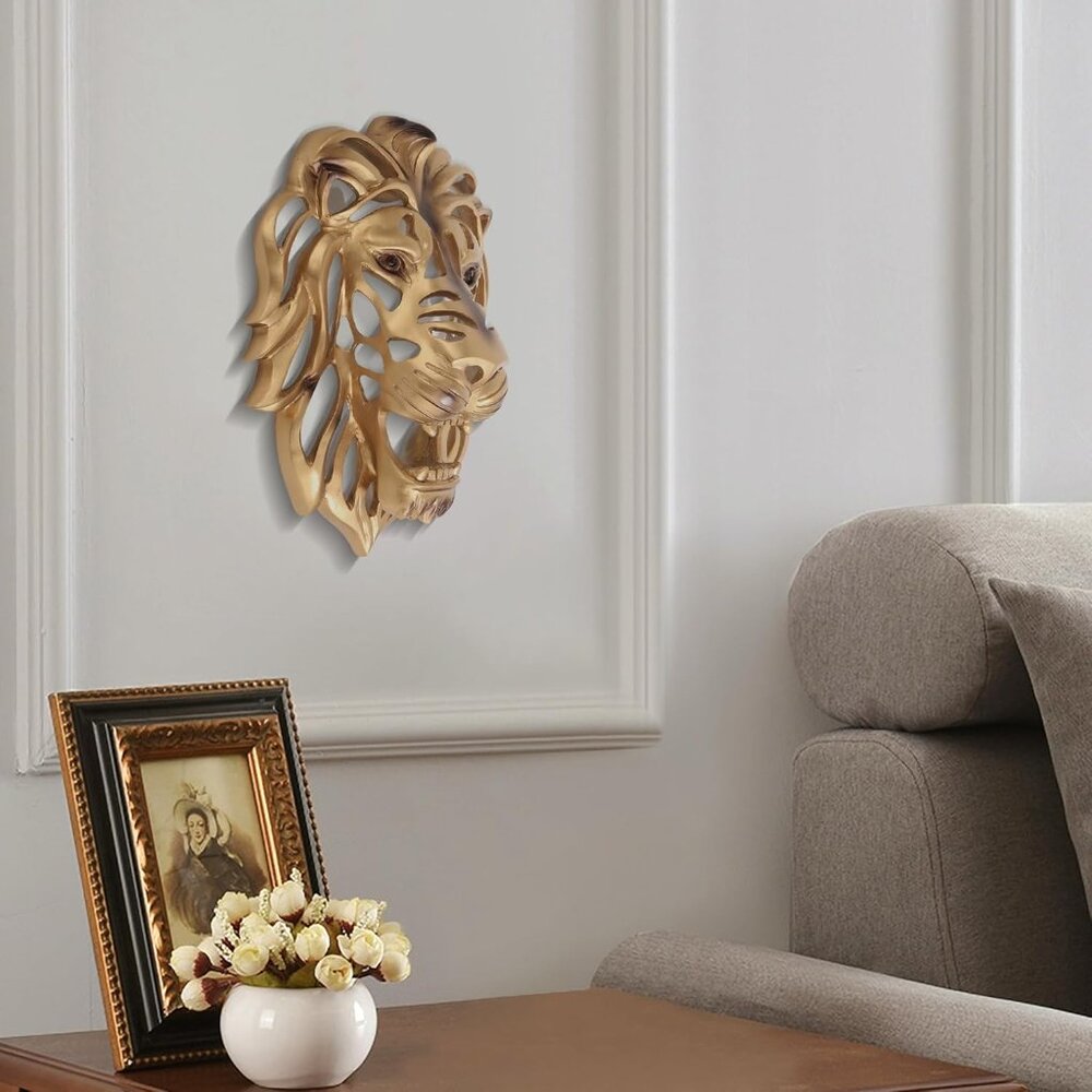 Gold Animal Head Tiger Wall Decor
